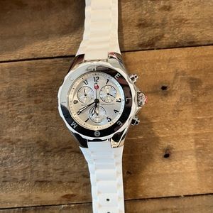 MICHELE Women’s White Tahitian Jelly Bean Watch, 40mm